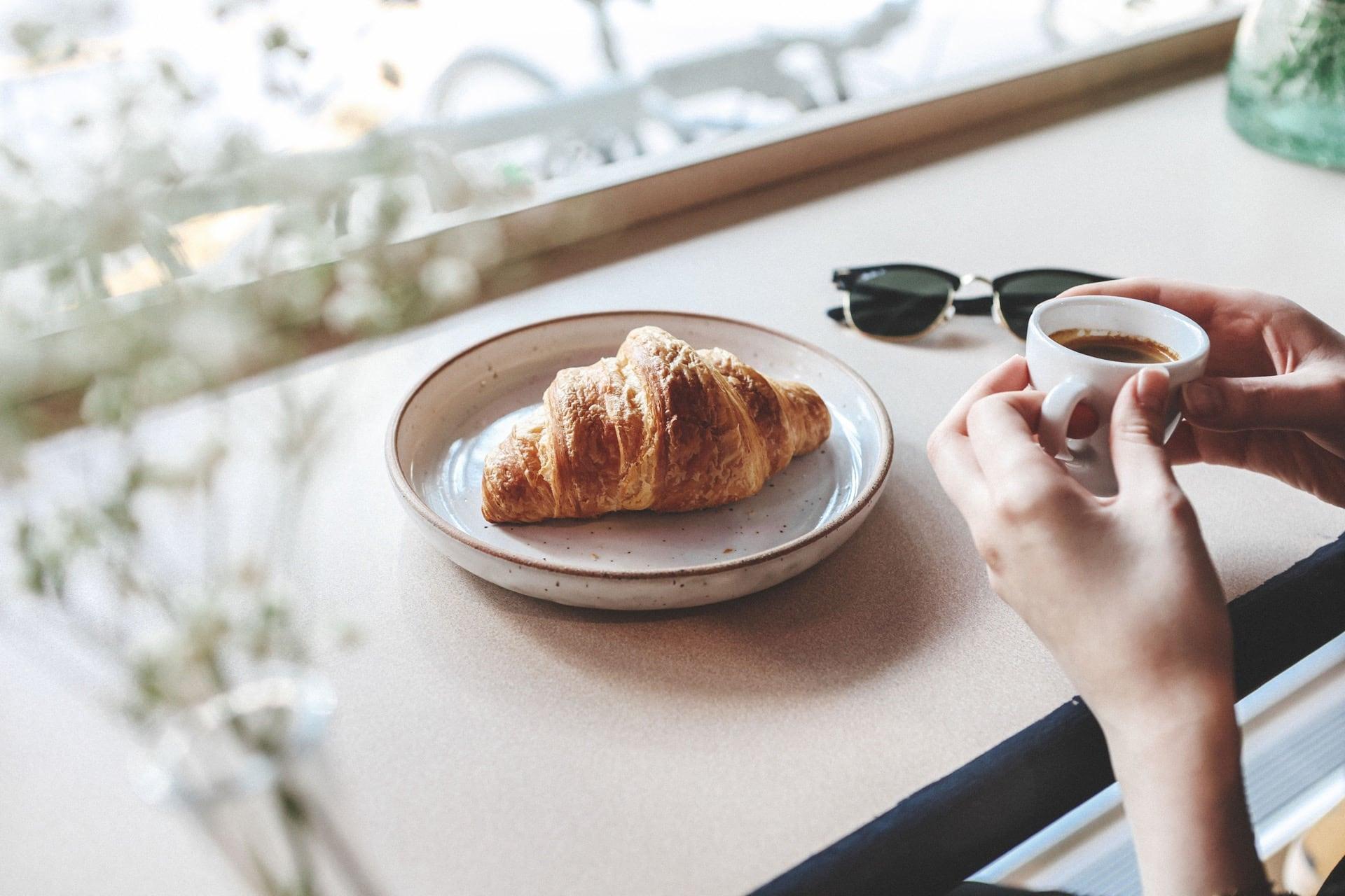 A croissant on a table